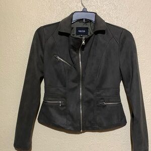 Ookie & Lala Jacket XS Dark Gray Lined Zip Up Cropped Long Sleeve Polyester